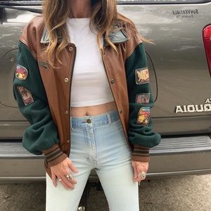 Vintage Guess leather letter jacket, S/M